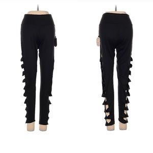 NWT Express One Eleven Black Leggings XS Cutout Sides Super Soft Halloween Poly